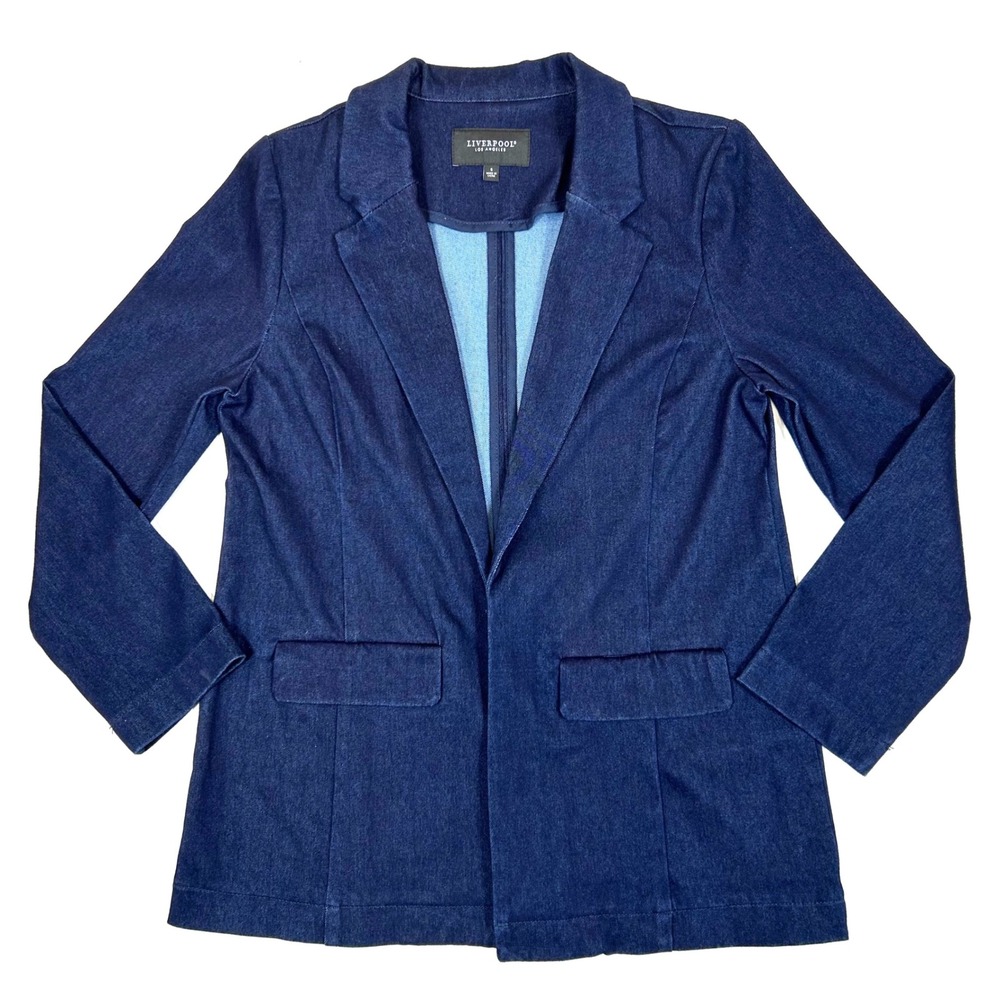 Liverpool Los Angeles Womens Indigo Rinse Denim Blazer LM1210FK2 Blue Small